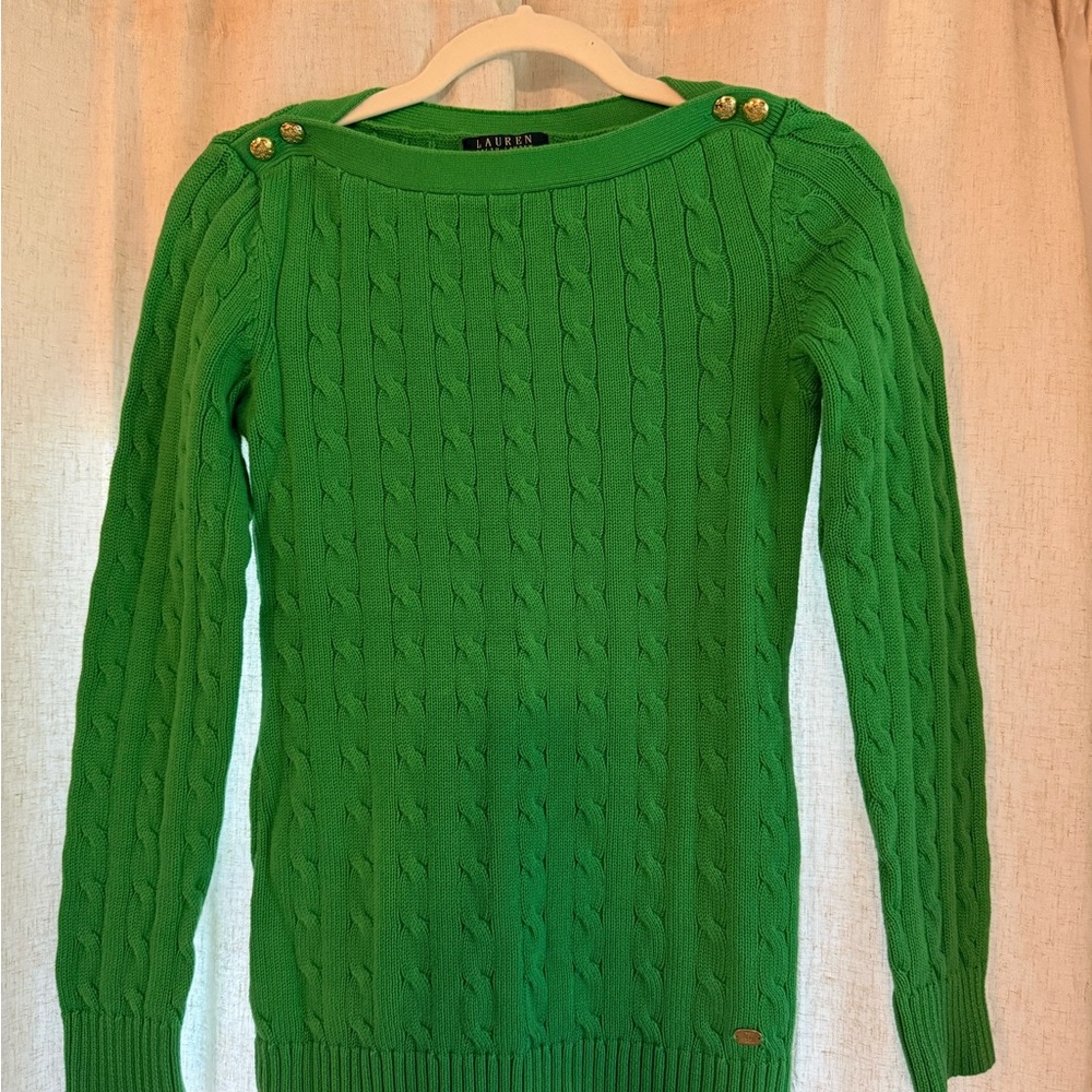 Ralph Lauren Vibrant Green Cable Knit Sweater
